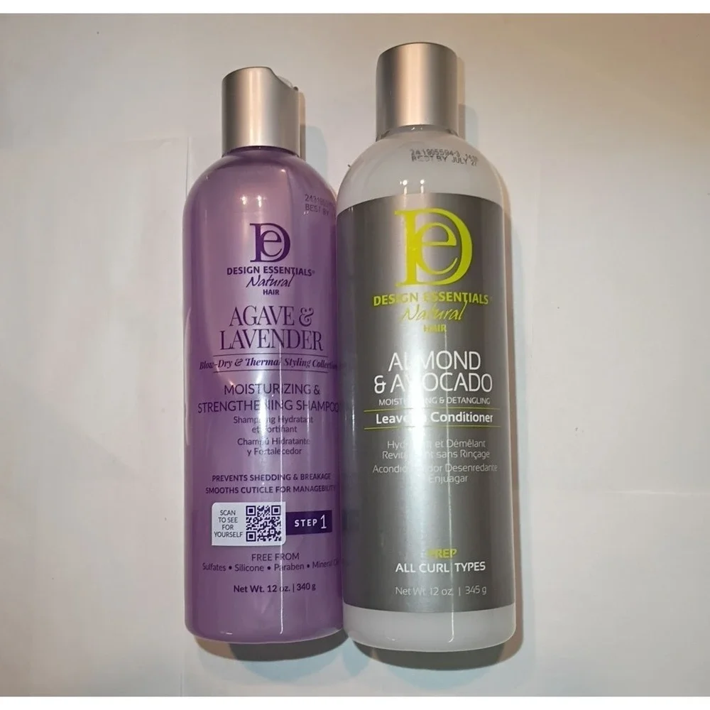 2x Lot Design Essentials Agave Lavender Shampoo + Almond Avacado Conditioner Set
